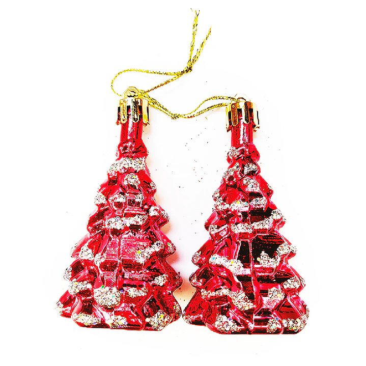 Adorno Árbol Pinos Rojo/Dorado 