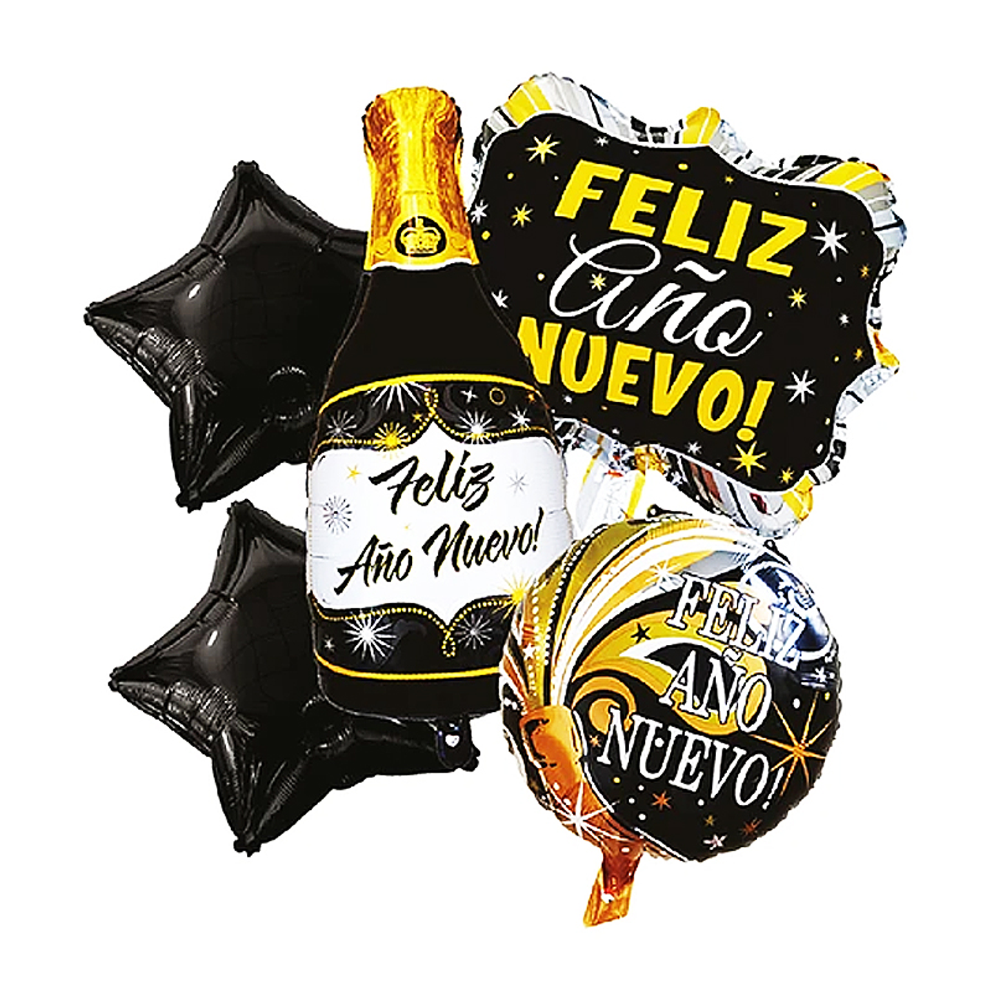 Set Globos 5 Piezas Feliz Año Nuevo Negro 1 Uni