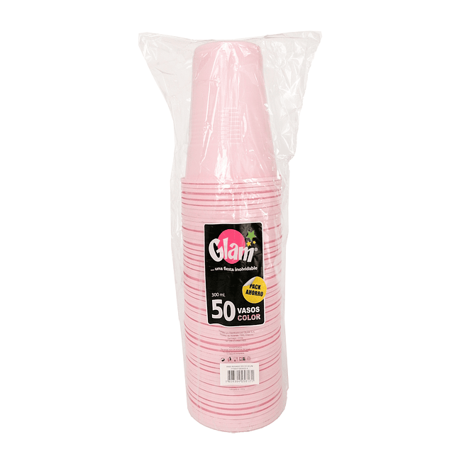 Vaso Plastico Rosado 300 Cc 50 Uni