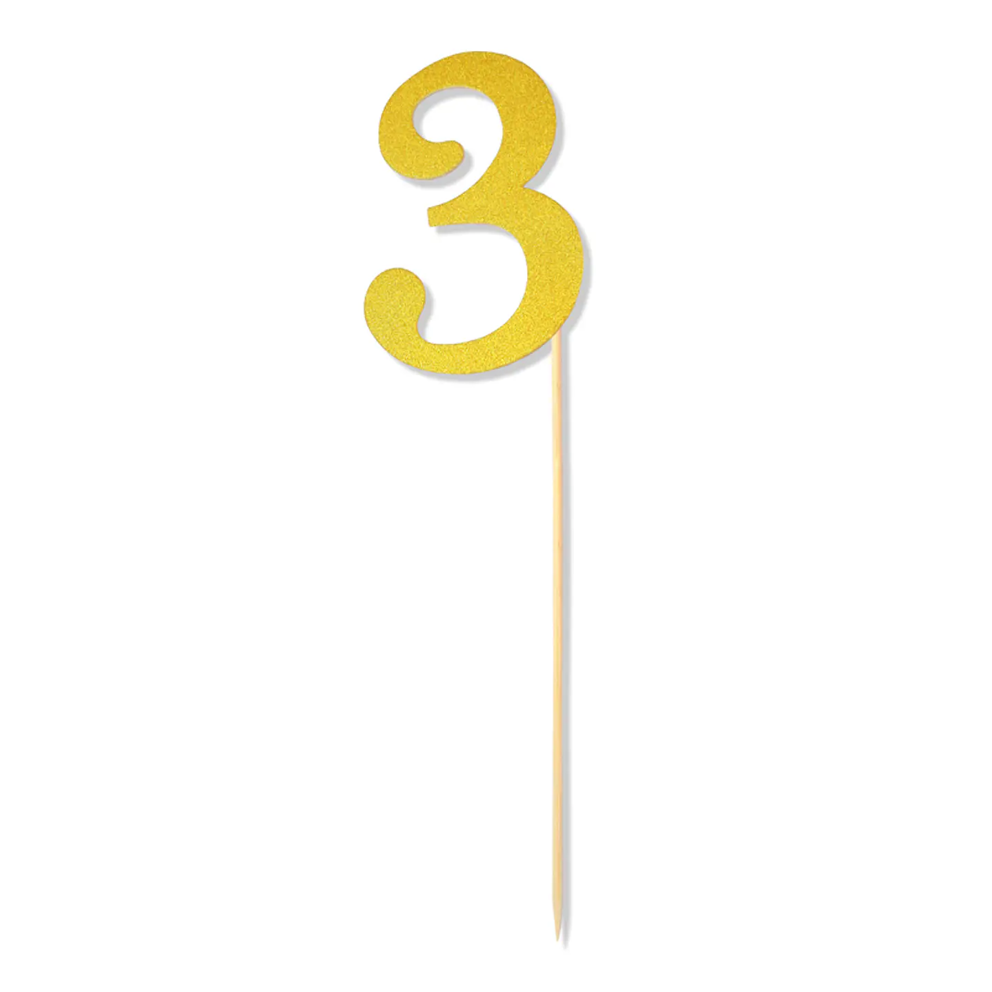 Pick Número 3 Glitter Dorado/Plateado 6 Uni 2