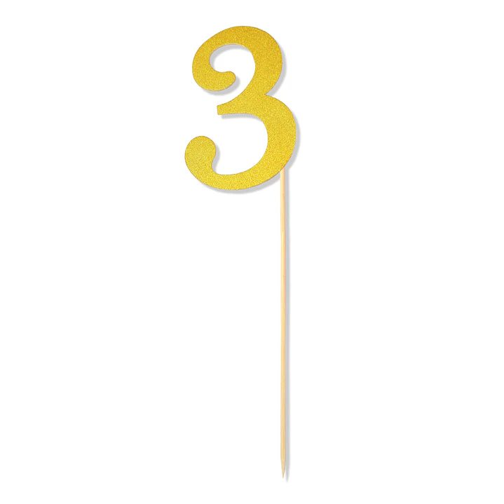 Pick Número 3 Glitter Dorado/Plateado 6 Uni 2