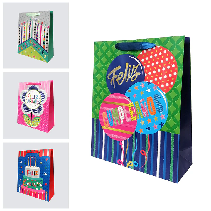 Bolsa Regalo 26x32x10cm Feliz Cumpleaños Colorid Diseños/Surtidos 1 Uni 1