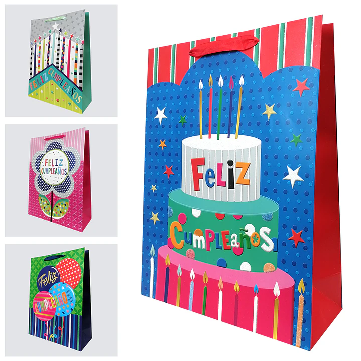 Bolsa Regalo 30x42x12cm Feliz Cumpleaños Colorid Diseños/Surtidos 1 Uni 1