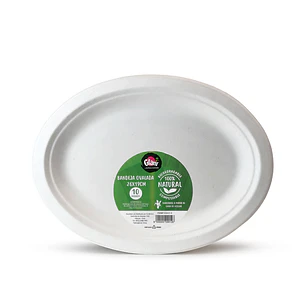 Bandeja Ovalada Caña Azúcar Blanco 26x19cm 10 Uni
