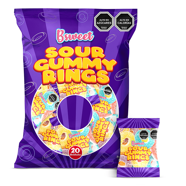 Bsweet- Gummy Sour Rings 20 Uni