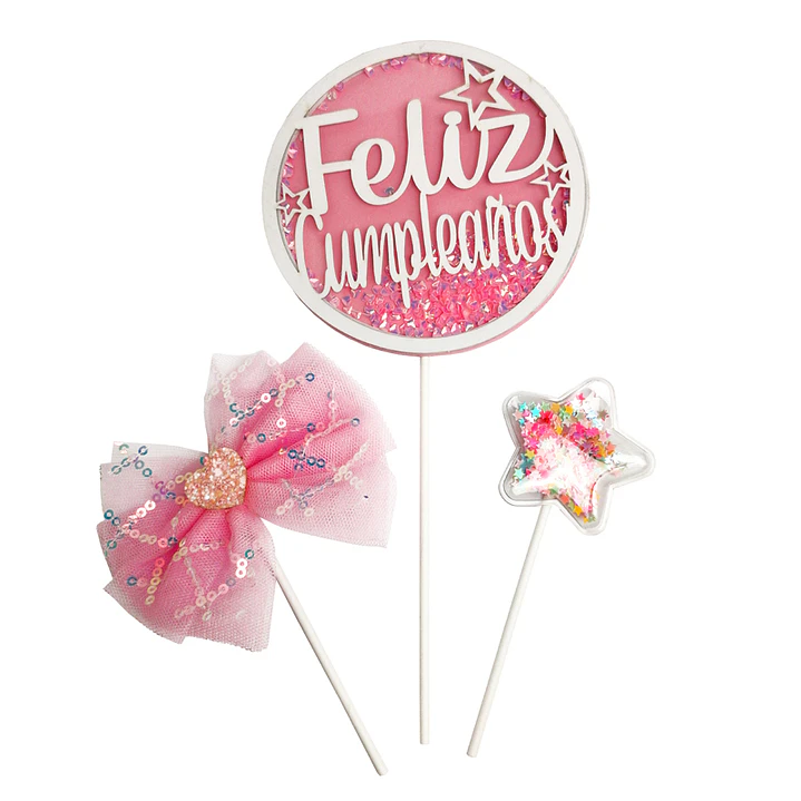 Topper Feliz Cumpleaños Rosa 1 Uni