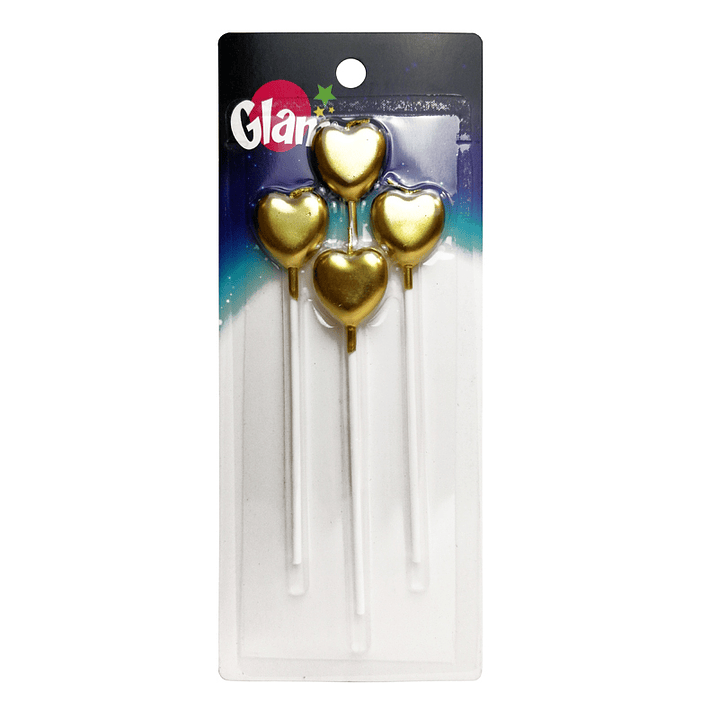 Set 4 Velas Corazón 2,5cm Dorado 1 Uni 2