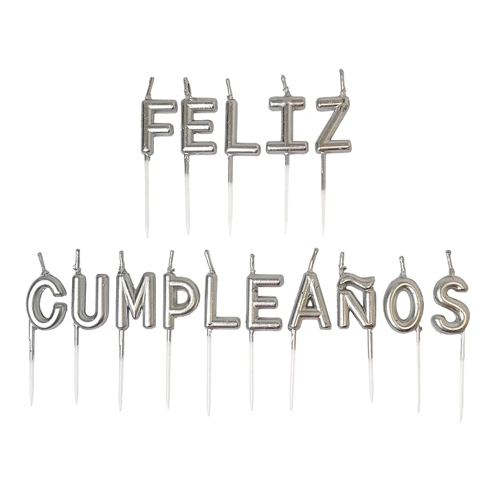 Set Vela Feliz Cumpleaños Metal Plateado 1 Uni 1