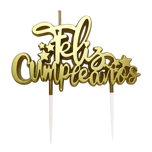 Vela Feliz Cumpleaños 11x16cm Dorado 1 Uni