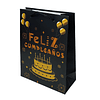 Bolsa Regalo 30x42x12cm Feliz Cumpleaños Negro/Dorado Diseños/Surtidos 1 Uni