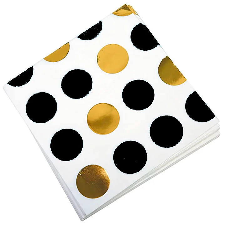 Servilleta Dots Dorado Negro 12 Uni