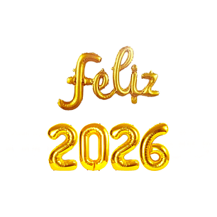 Set Globos Letra Cursiva Feliz 2026 Dorado 1 Uni
