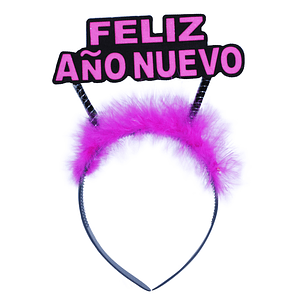 Cintillo Feliz Año Nuevo C/Pluma Colores Surtidos 1 Uni