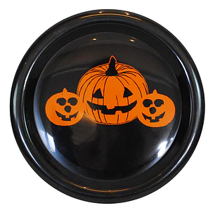 Plato Negro Impreso Calabaza 25Cm 1 Uni
