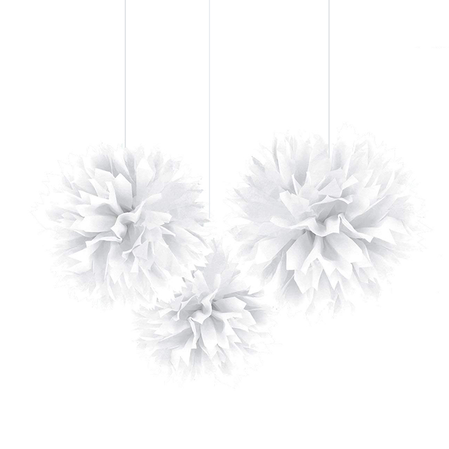 Pompones De Papel Blanco 35 Cm 3 Uni