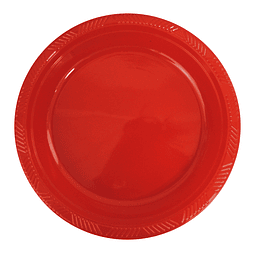 Plato Plastico 23 Cm Rojo 10 Uni