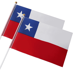 Bandera Chile 45X30Cm Con Varilla Blanca 2 Uni