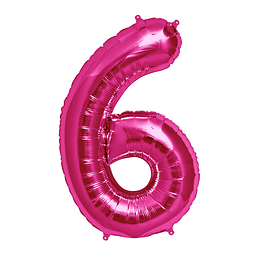 Globo 81Cm Numero 6 Fucsia 1 Uni