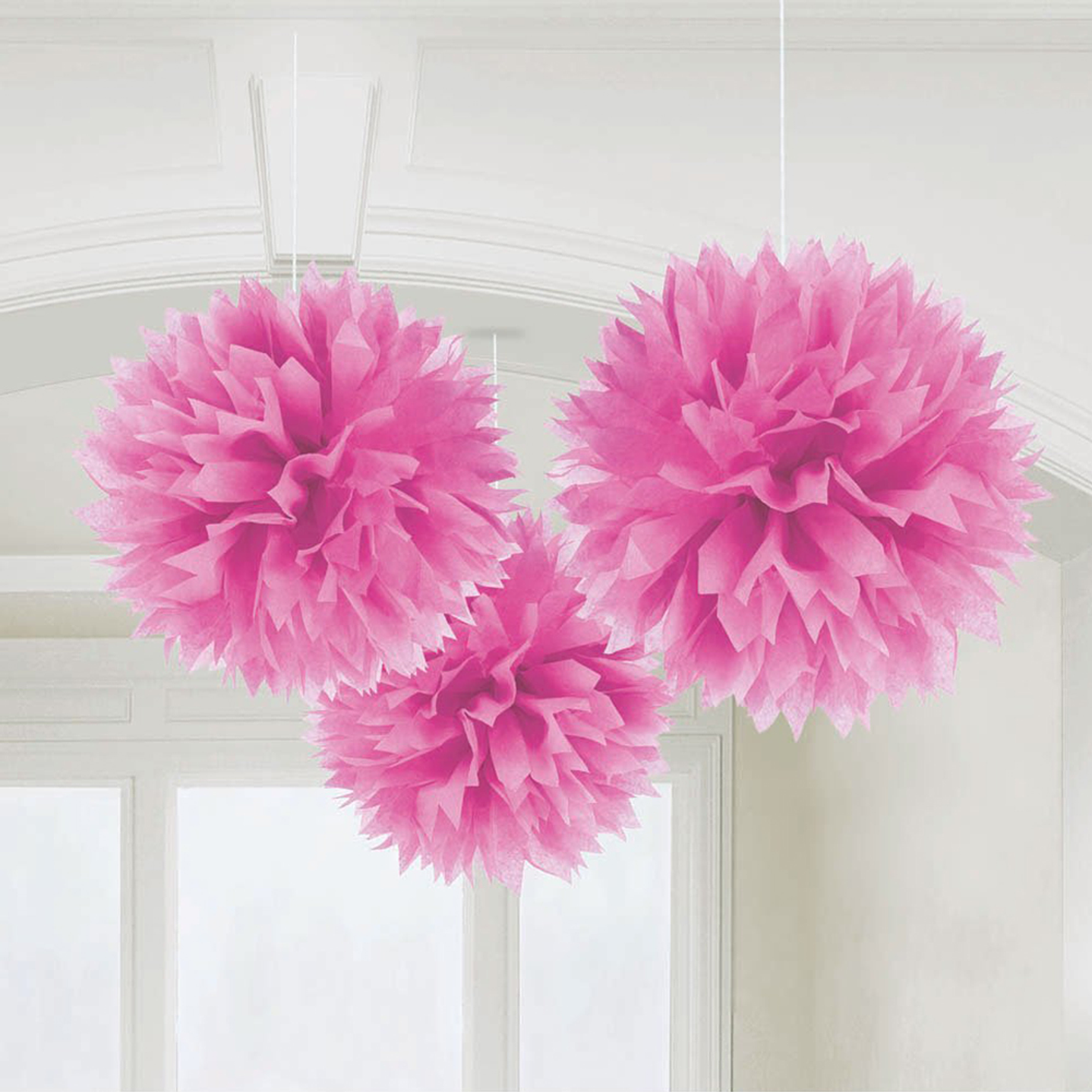 Pompones De Papel Fucsia 35 Cm 3 Uni