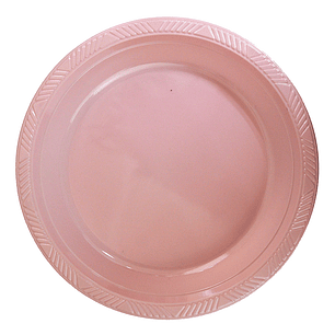 Plato Plastico 23 Cm Rosado 10 Uni