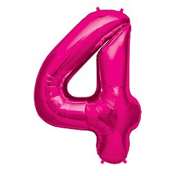 Globo 81Cm Numero 4 Fucsia 1 Uni