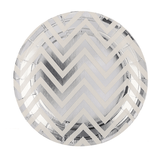 Plato Zigzag Plateado Met 23Cm 6 Uni