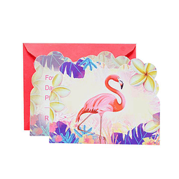 Tarjeta De Invitacion Flamingo 6 Uni