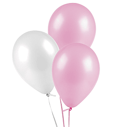 Globo Liso Glam #9 Rosado/Blanco 25 Uni