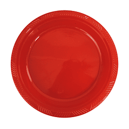 Plato Plastico 18 Cm Rojo 10 Uni