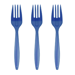 Tenedor Plastico Basic Azul 20 Uni