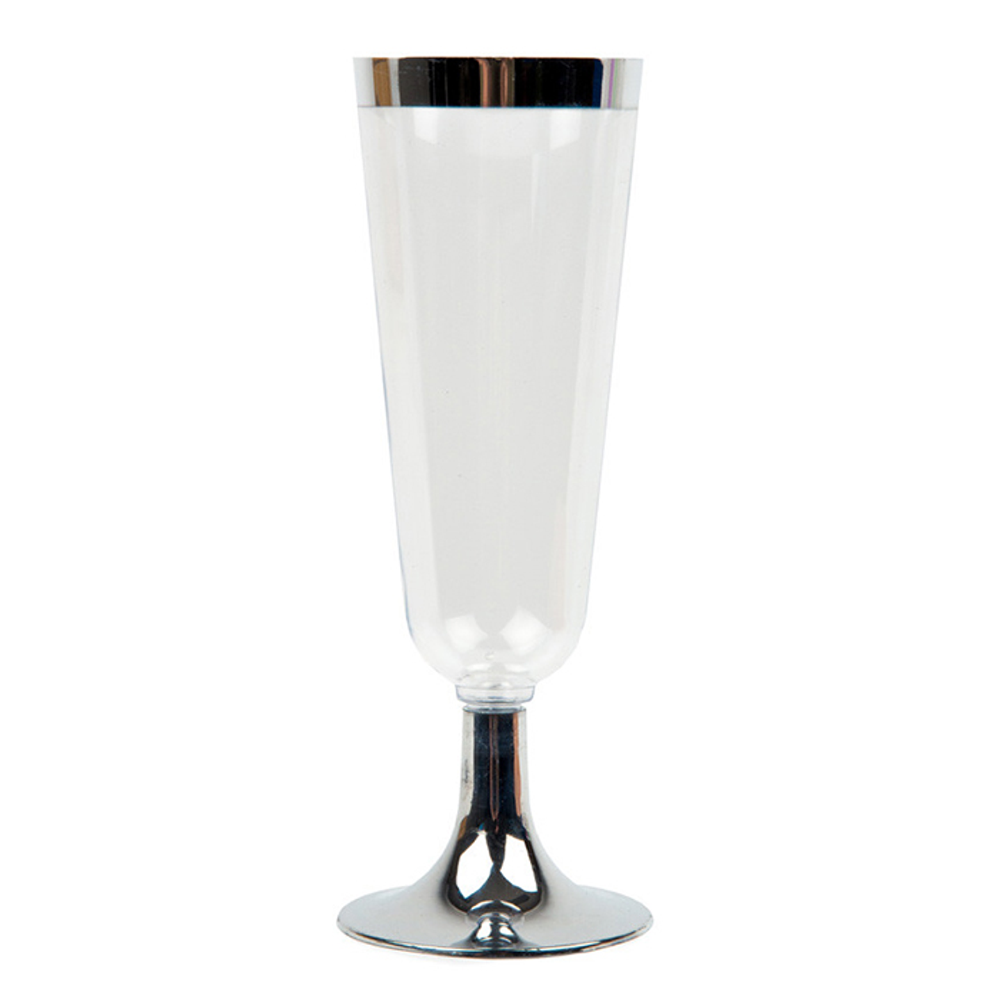 Copa Champagne Plastica Transp Borde Metal 6 Uni