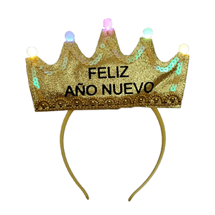 Corona Flexible Luminosa Dorada Feliz Año Nuevo 1 Uni