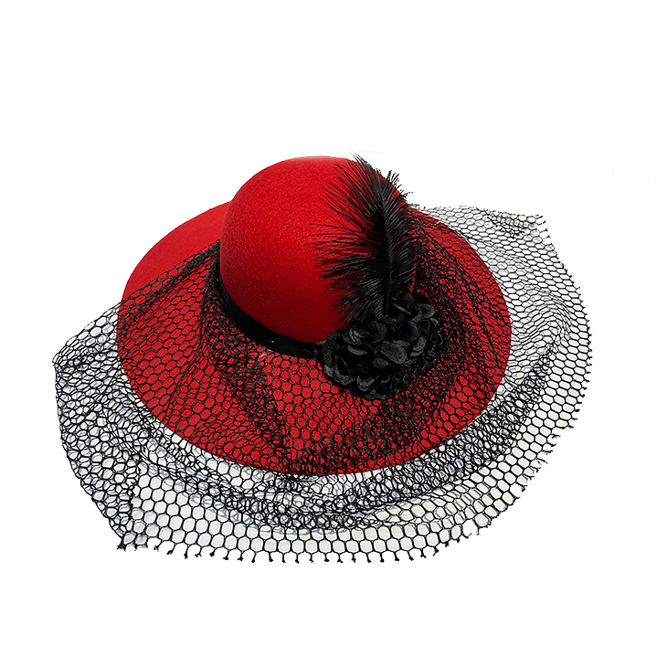 Sombrero Dama Rojo C/Velo 1 Uni