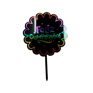 Topper Feliz Cumpleaños Neg/Color 16Cm 1 Uni