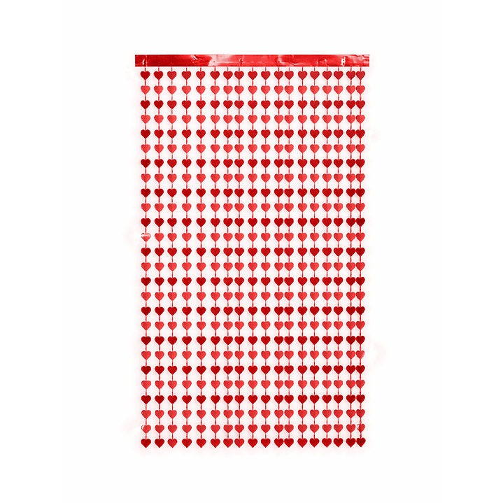 Cortina Corazones Rojo 1 Uni