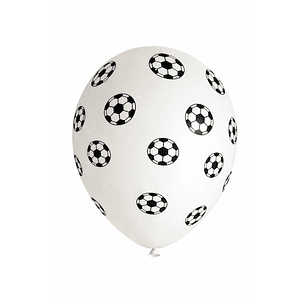 Globo #12 Liso Blanco Impreso Futbol 6 Uni