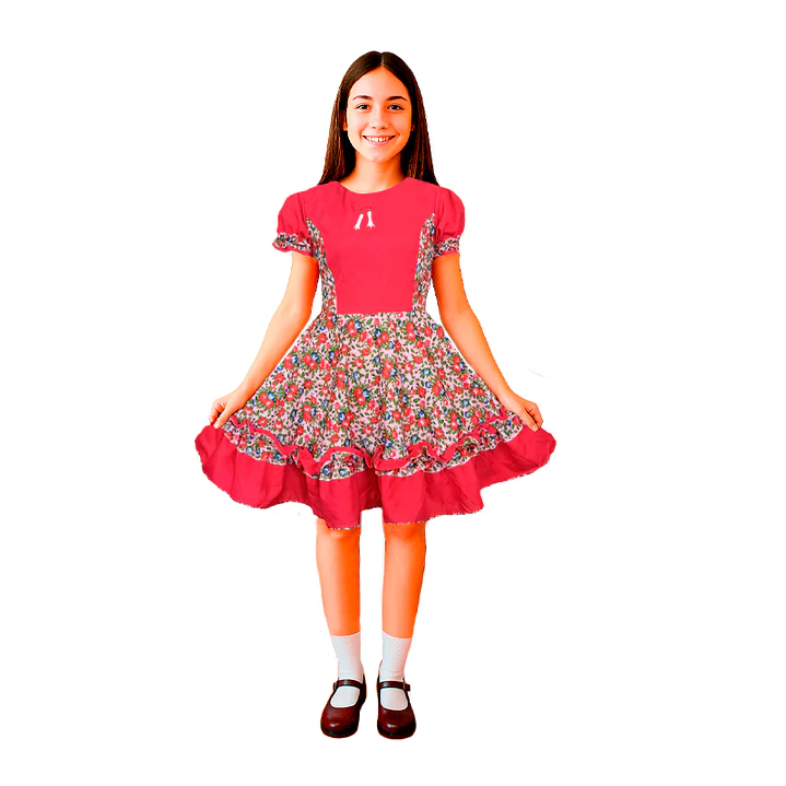 Traje Huasa Fuc Flores Ros Talla L 1 Uni 