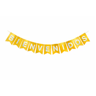 Guirnalda Banderin Bienvenidos Neg/Dor 1 Uni