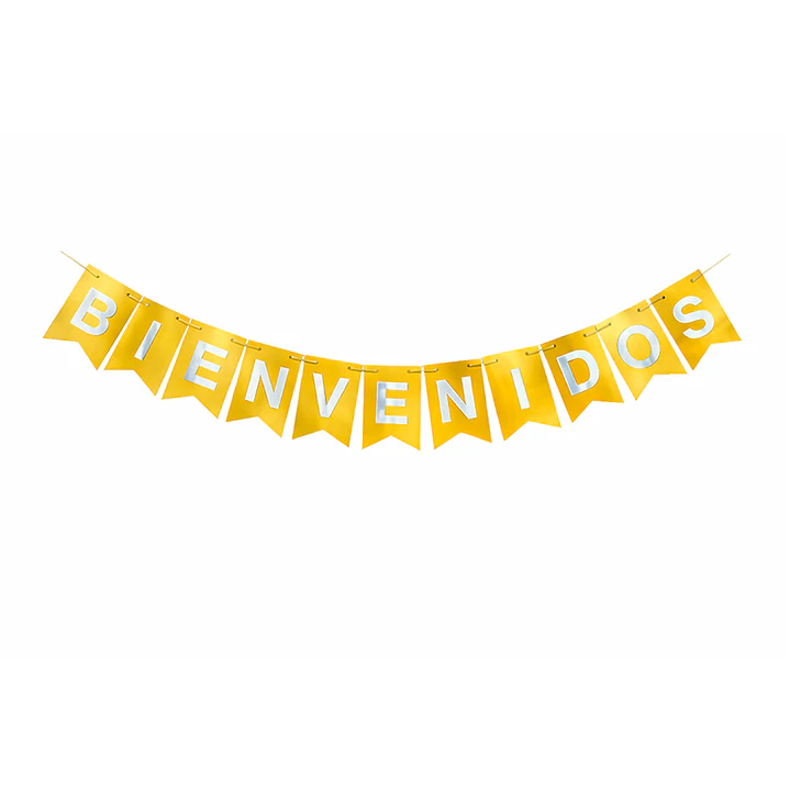 Guirnalda Banderin Bienvenidos Neg/Dor 1 Uni