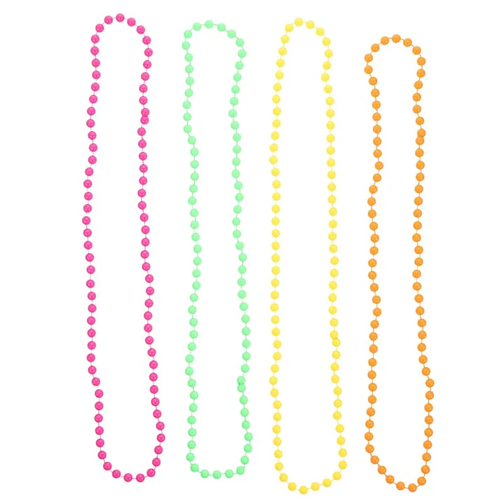 Collar Largo Pelotas Fluor Colores/Surtidos 4 Uni