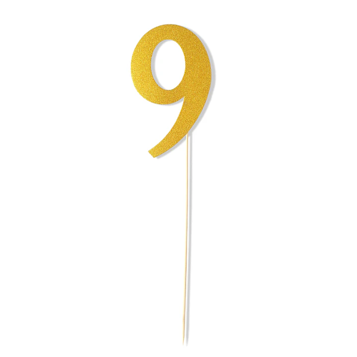 Pick Número 9 Glitter Dorado/Plateado 6 Uni