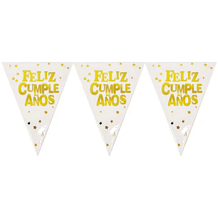 Banderin Fc Blanco Foil Dorado 1 Uni
