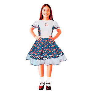Traje Huasa Bla Flores Azu Talla M 1 Uni 