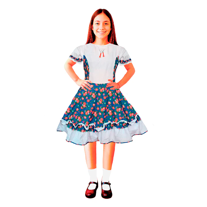 Traje Huasa Bla Flores Azu Talla L 1 Uni 