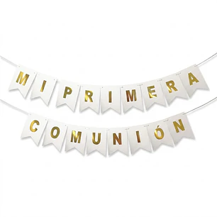 Guirnalda Banderín Mi Primera Comunión Blanco/Dorado 1 Uni