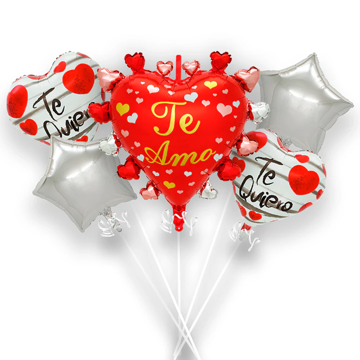 Set 5 Globos Te amo Flo 1 Uni