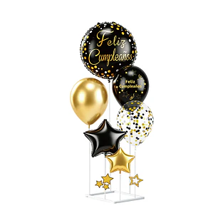 Set Globos Base Negro/Dorado 1 Uni