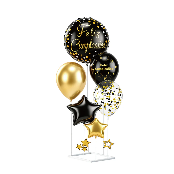 Set Globos Base Negro/Dorado 1 Uni