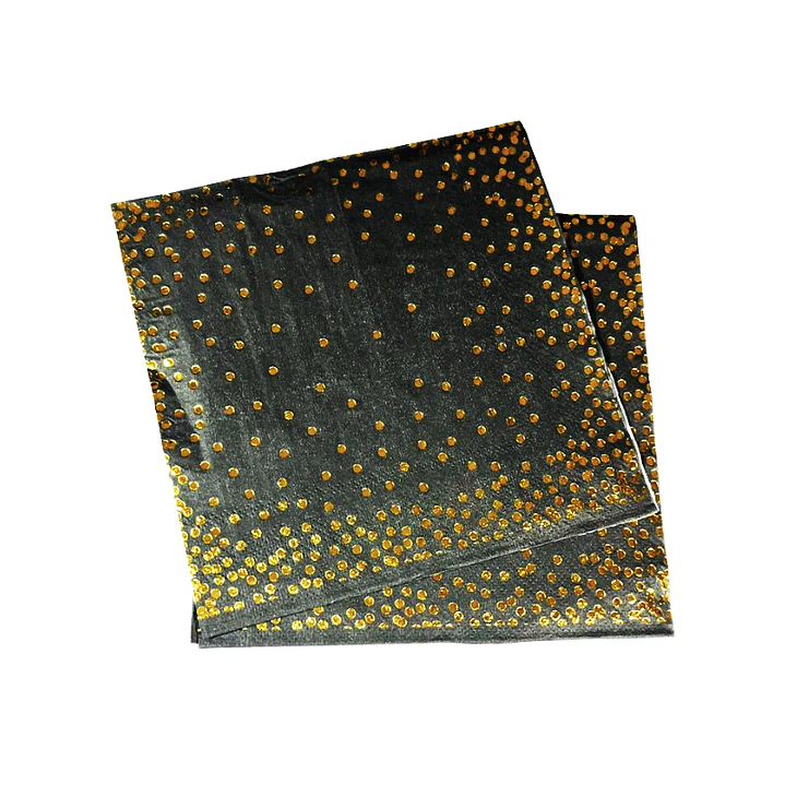 Servilleta Negra Puntitos Oro 20 Uni