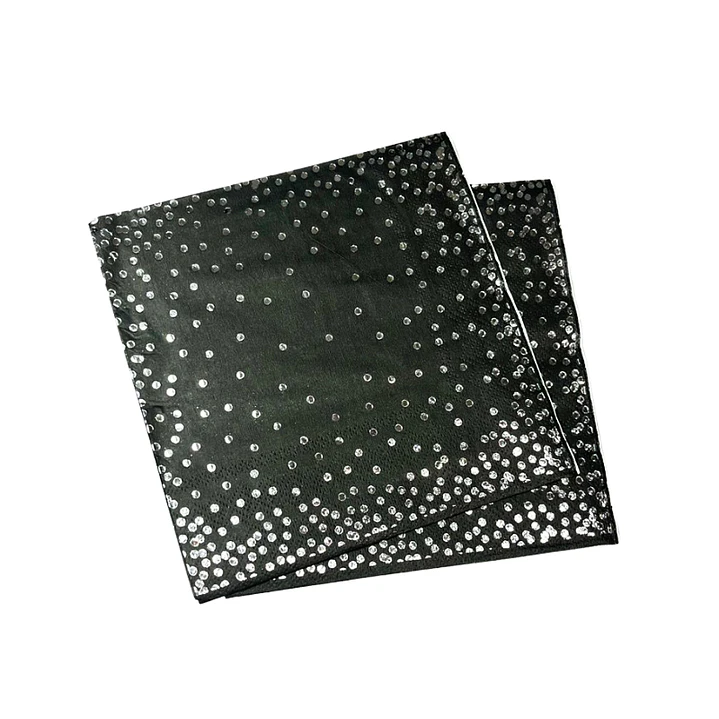Servilleta Negra Puntitos Plata 20 Uni